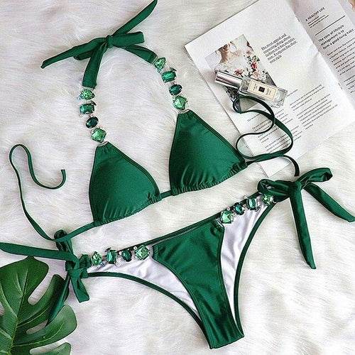 Bikini Jewelled Rhinestones Luxury Diamond Bikini Women Swimwear - Big J's Showstoppin' Store